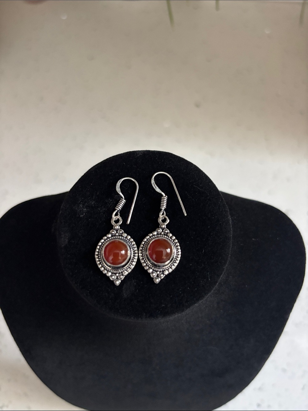 Sterling Silver Carnelian Gemstone Drop Dangle Earrings